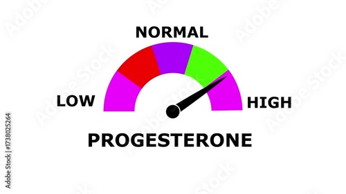 Progesterone Meter Animation.Measuring Progesterone from Low to High Levels.Increasing and Decreasing Gauge from low to high Levels, Comparison Indicator for Data Visualization, perfomance, and Motion