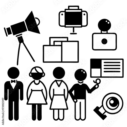 “Human Activity and Technology Line Icon Collection”