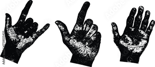 Hand retro with halftone stipple effect vector illustration perfect for urban design. Isolated grunge Hand Modern stipple dots texture for design art.