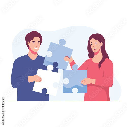 Two people working together to solve a complex puzzle