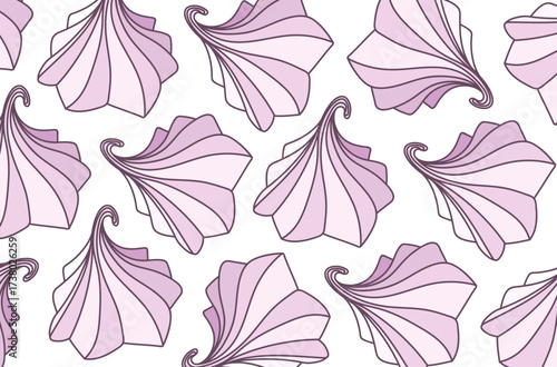 Delicate pink meringue cookies on a white background. Perfect dessert or baking decoration. Ideal for culinary, bakery, or sweet-themed projects.