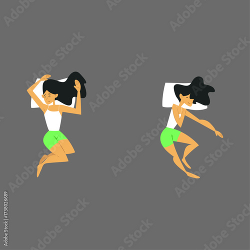 Two women in comfortable sleeping positions on pillows, demonstrating restful slumber and deep relaxation