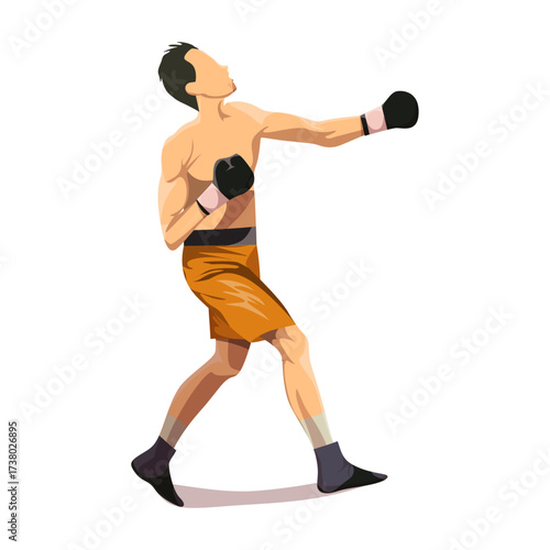 Boxing athlete throwing a powerful punch during a competitive fight in the ring, showcasing athletic prowess