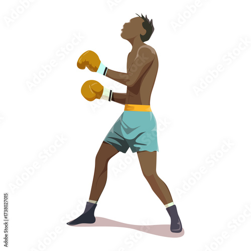 Illustration of a boxer in a fighting stance, showcasing strength and determination in the ring