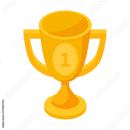 Golden first place trophy celebrating achievement and victory with a large number 1 on its front
