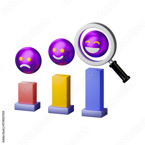 Vector art of emotions graph with magnifying glass