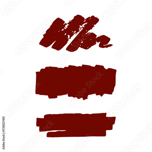Abstract Red Brush Strokes Collection Isolated on White Background for Artistic and Graphic Design Purposes