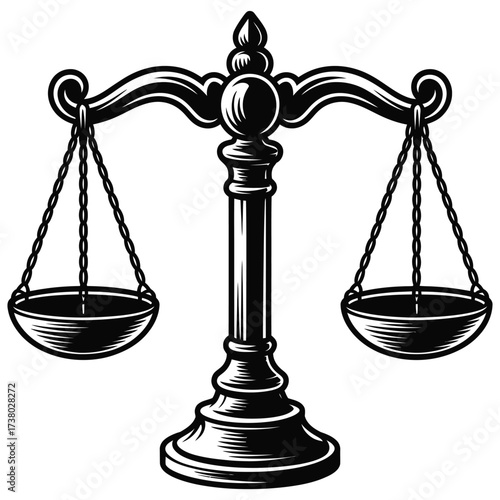 Justice Balance Scales,  Legal Symbol Vector Illustration
