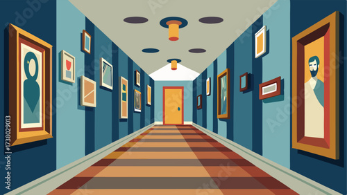 A hallway gallery wall featuring a mix of antique frames and modern artwork.