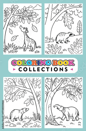 Outlined Drawings Showcase A Coloring Book Collection Of Cute Wild Animals