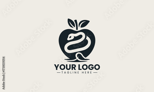 Apple And Serpent vector logo illustration