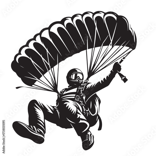 Skydiver with Parachute Silhouette