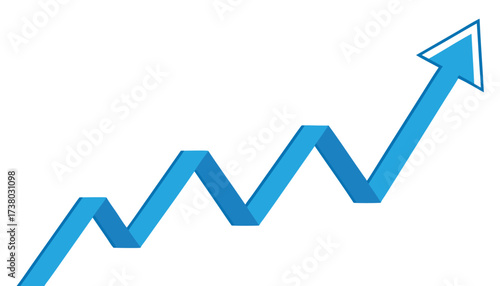 Blue up 3d arrow graph showing rising trend, boosting of business result, investment profit growing symbol, financial rises trending
