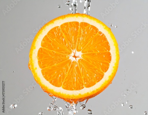 Orange slice in water splash