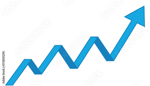 Blue up 3d arrow graph showing rising trend, boosting of business result, investment profit growing symbol, financial rises trending
