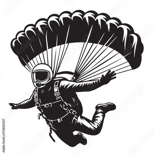Skydiver with Parachute Silhouette