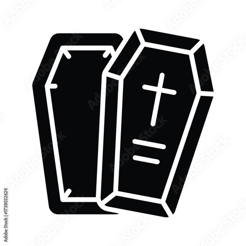 Creepy wooden coffin design, ideal for Halloween horror decorations