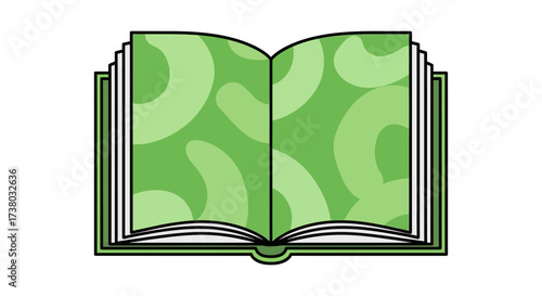 open book illustration with green pattern depicting learning and knowledge ideal for educational website banner or book review blog engaging readers