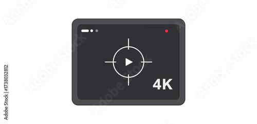 4k video recording display with target icon showing technology and modern video production ideal for digital media and broadcasting content