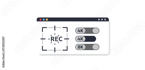 4k video recording settings in a control panel with 8k option useful for tutorials and tech reviews illustrating high resolution and quality.