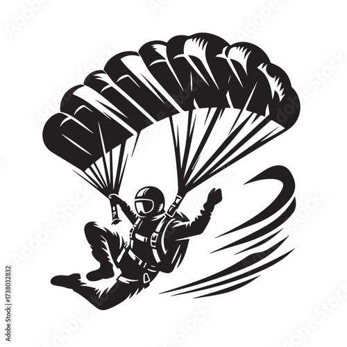 Skydiver with Parachute Silhouette