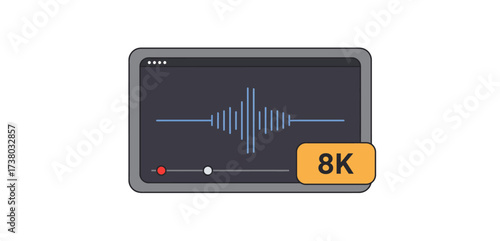 8k video resolution showing high definition audio wave on a dark screen perfect for illustrating enhanced audio quality and technology advancements.