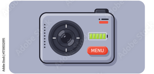 action camera capturing adventures with a fully charged battery perfect for travel blogs  extreme sports equipment reviews illustrating durability