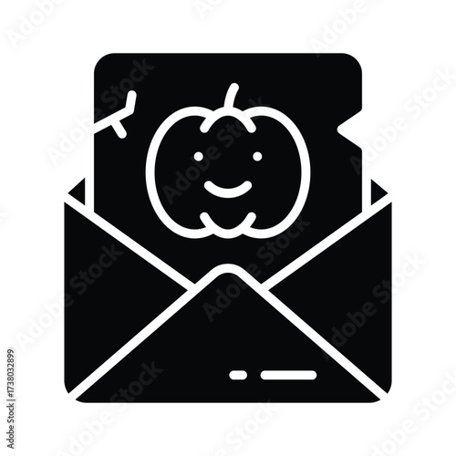 Haunted mail envelope with scary pumpkin design for Halloween