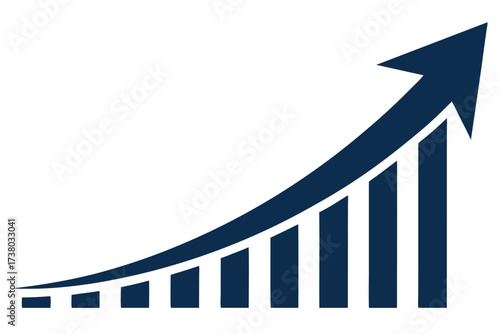 Blue up 3d arrow graph showing rising trend, boosting of business result, investment profit growing symbol, financial rises trending
