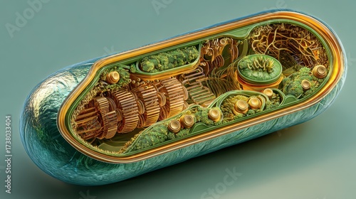 Detailed 3D model of a plant cell chloroplast showing its internal structure