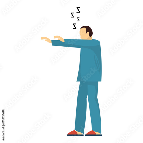 Illustration of a man in pajamas sleepwalking with Z's floating above his head