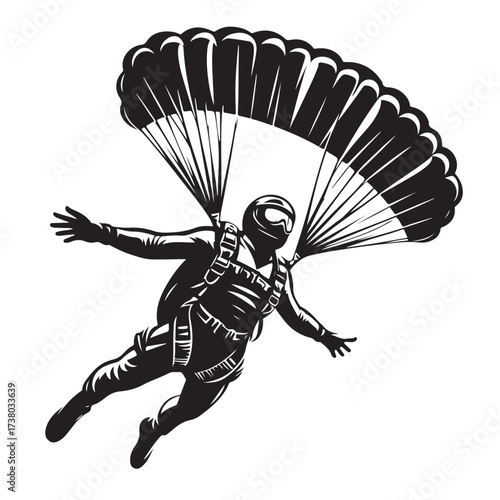 Skydiver with Parachute Silhouette