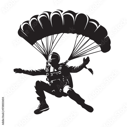 Skydiver with Parachute Silhouette