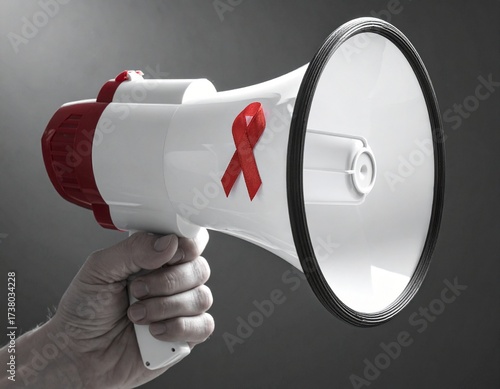Awareness Megaphone with Ribbon Icon – Campaign Support for No Bra Day