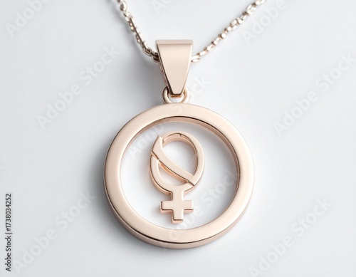Female Gender Symbol with Ribbon  – Empowerment for No Bra Day