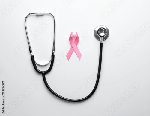 Medical Check with Ribbon – Health Awareness for No Bra Day