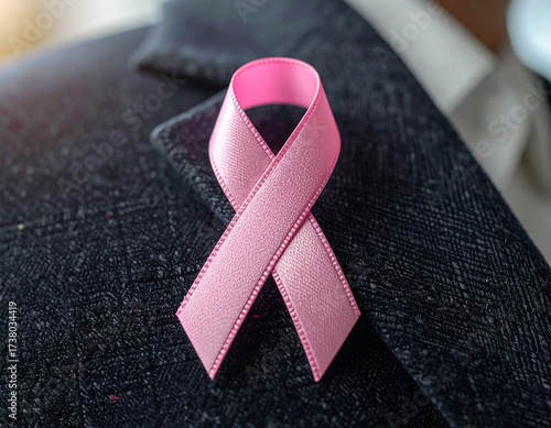 Pink Ribbon Flat Icon — Clean Outline