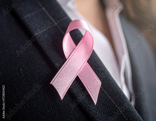 Pink Ribbon Flat Icon – Breast Cancer Awareness Symbol for No Bra Day