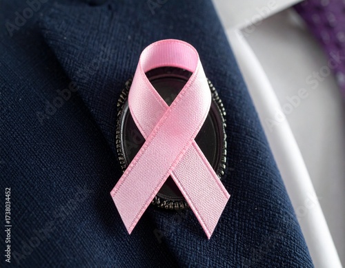 Pink Ribbon Flat Icon — Clean Outline