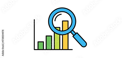 market analysis with magnifying glass over growth chart illustrating business insights strategic planning and data driven decision making for corporate finance