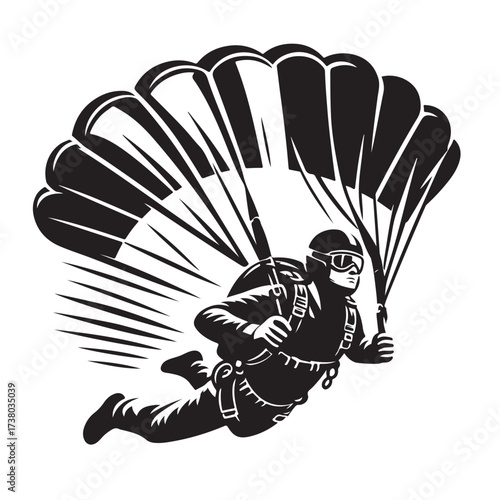Skydiver with Parachute Silhouette