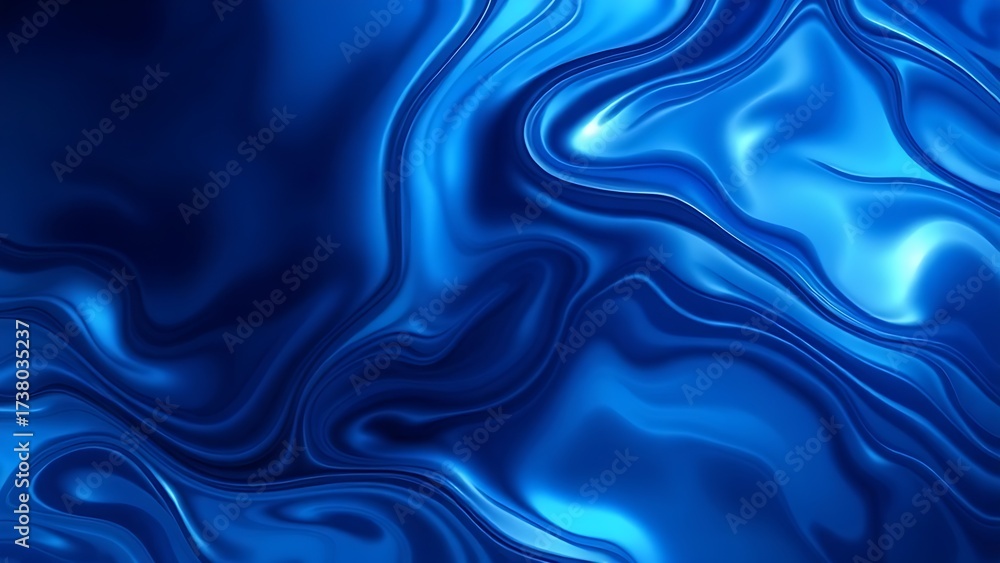 Obraz premium Abstract tech background with flowing liquid metal texture in blue and silver tones.