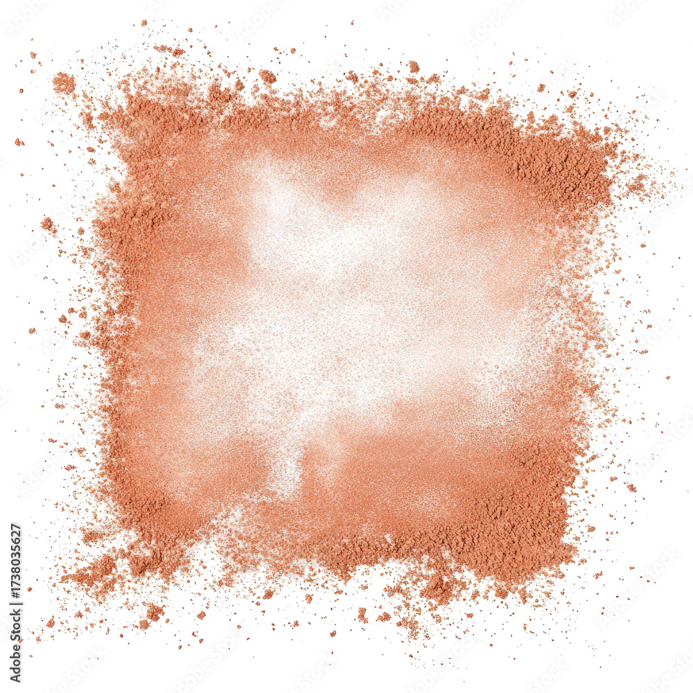 Fototapeta premium Face powder makeup, blusher, isolated on white background, top view transparent background png