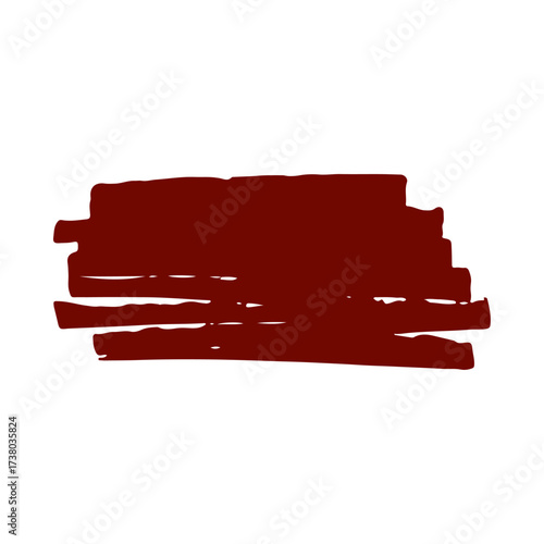 Bold Brush Stroke Red Mark Isolated on White Background with Copy Space