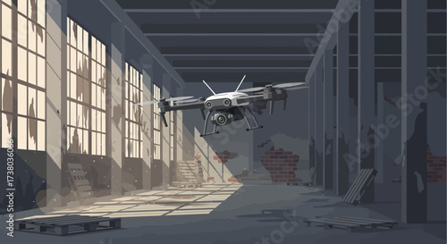 Advanced drone with multiple propellers in flight.