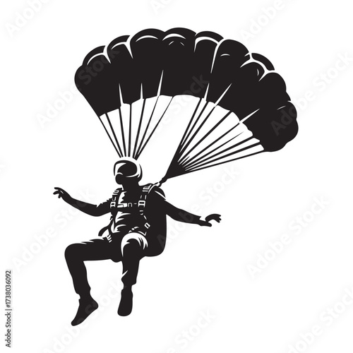 Skydiver with Parachute Silhouette