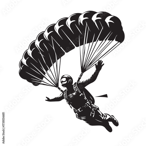Skydiver with Parachute Silhouette