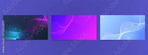 Abstract network banner templates show data connectivity science graphic background