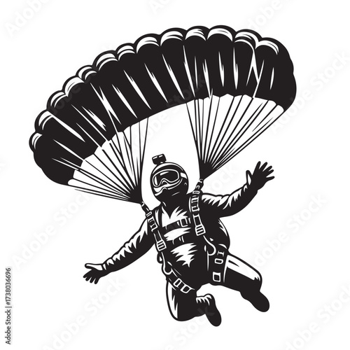Skydiver with Parachute Silhouette