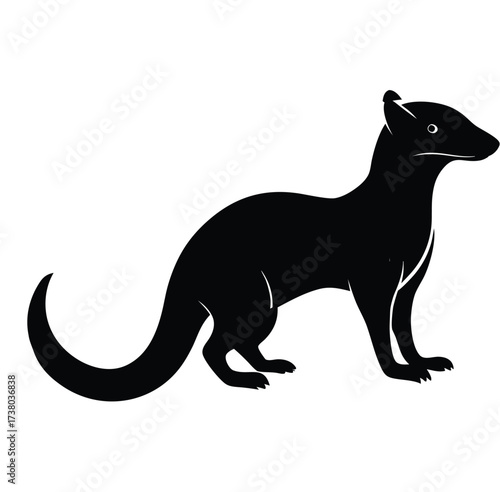 Silhouette of a black marten, standing sideways